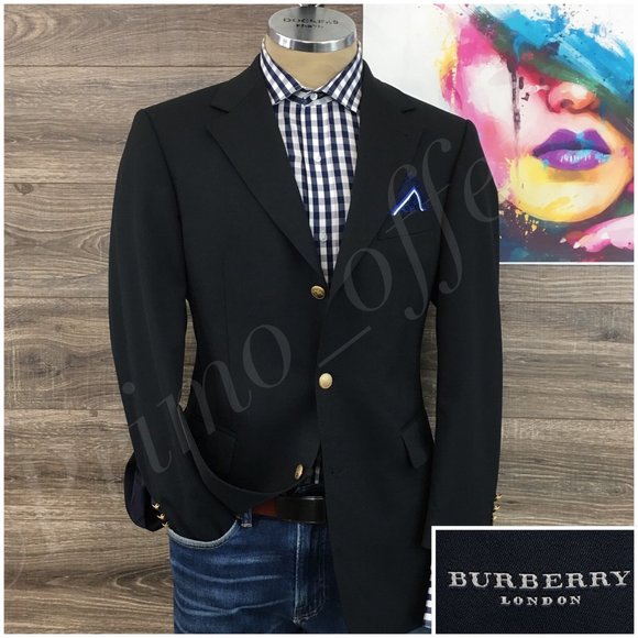 Burberry Suits & Blazers Burberry Mens Black Blazer Sport Coat